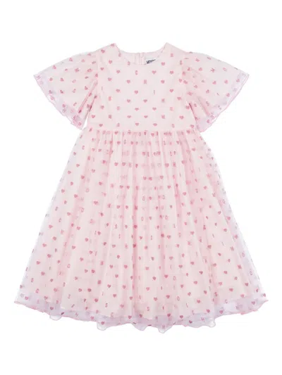 Moschino Kids' Lurex-detail Tulle Dress In Pink