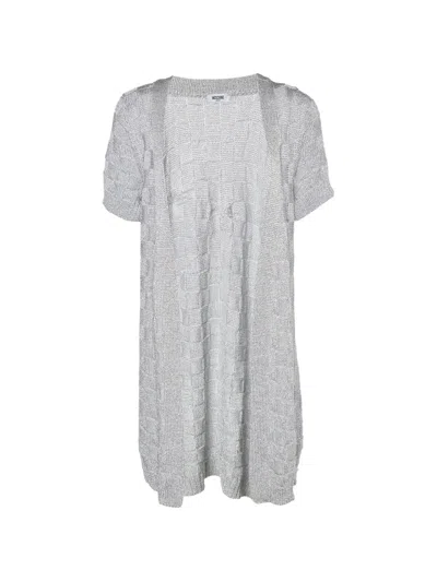 Pre-owned Moschino Lurex Knit Open-front Cardigan In Gray