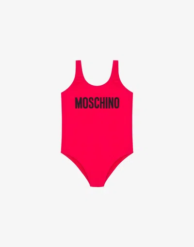 Moschino Lycra One-piece Swimsuit Lettering Logo In Red