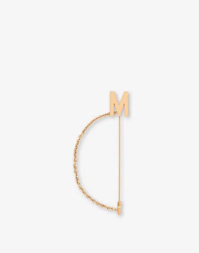 Moschino M Chain Brooch In Gold