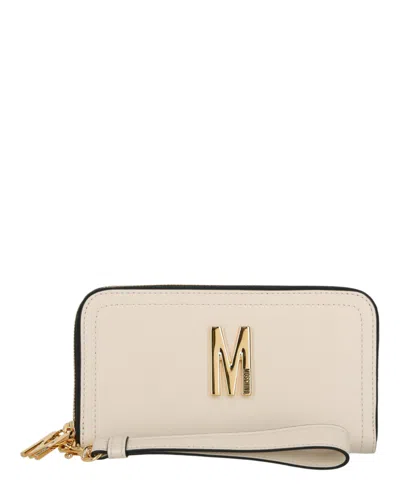 Moschino M Logo Leather Wallet In White