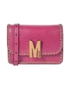 MOSCHINO MOSCHINO M-LOGO STUDDED SHOULDER BAG WOMAN CROSS-BODY BAG PINK SIZE - LEATHER