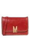 MOSCHINO MOSCHINO M-LOGO STUDDED SHOULDER BAG WOMAN CROSS-BODY BAG RED SIZE - LEATHER