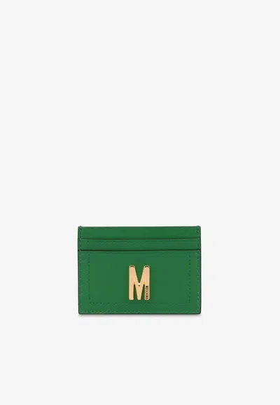 Moschino Logo Plaque Cardholder In Green