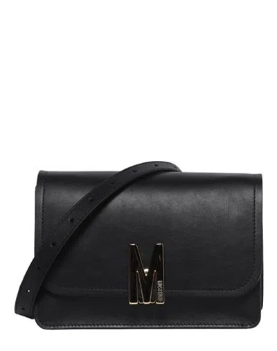 MOSCHINO MOSCHINO M-PLAQUE LEATHER CROSSBODY WOMAN CROSS-BODY BAG BLACK SIZE - LEATHER