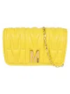 MOSCHINO M PLAQUE QUILTED FLAP CHAIN SHOULDER BAG