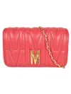 MOSCHINO M PLAQUE QUILTED FLAP CHAIN SHOULDER BAG