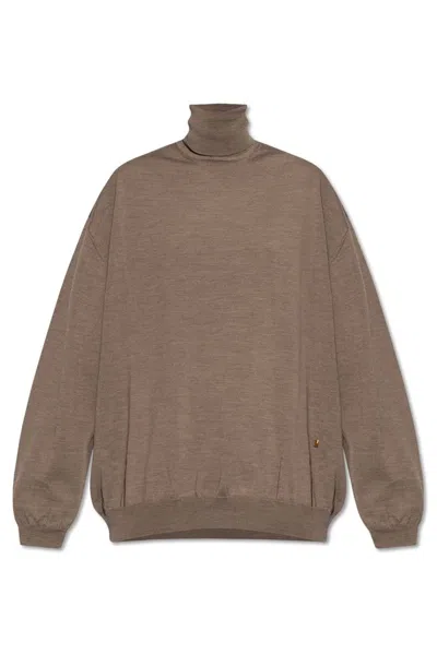 Moschino Wide-sleeves Virgin Wool Jumper In Beige