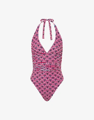 Moschino M Print One-piece Swimsuit In Dark Blue