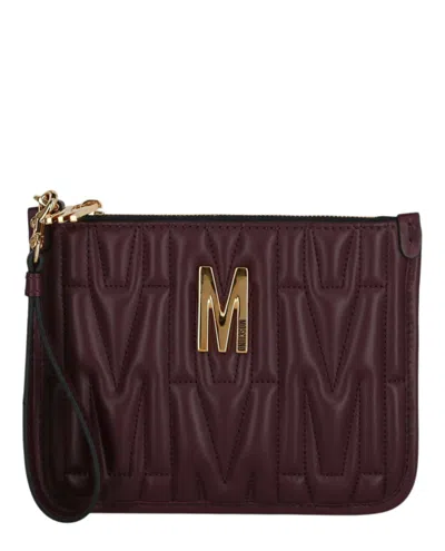 Moschino M Quilted Wristlet In Purple