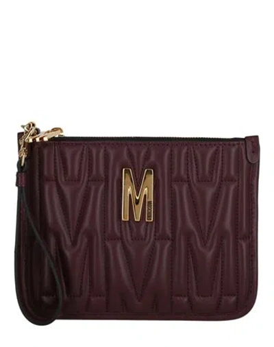 Moschino M Quilted Wristlet Woman Handbag Purple Size - Polyolefin In Brown