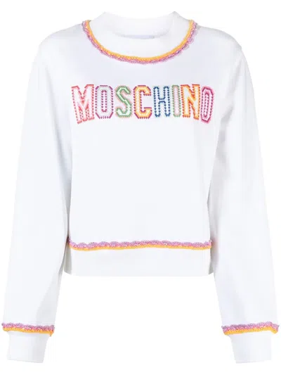 Moschino Logo-embroidered Crewneck Sweatshirt In Multi