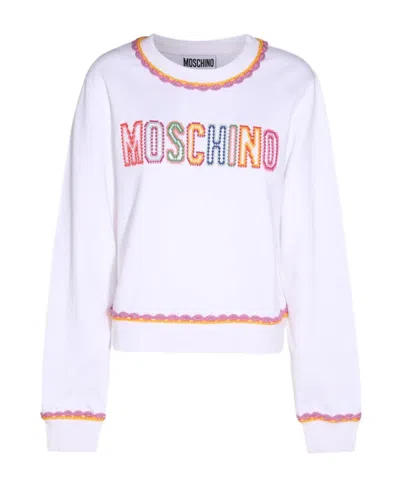 MOSCHINO MOSCHINO MACRAMÉ-TRIM CREWNECK SWEATSHIRT