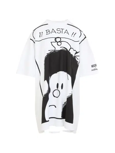 Moschino Mafalda Basta Oversized Unisex T Shirt Dress In White
