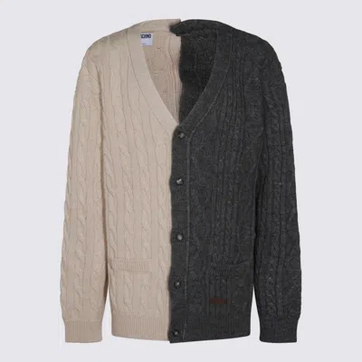 Moschino Dual-tone Cable Knit Crewneck Sweater In Multi