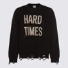 Moschino Distressed Ribbed Sweater With Cuffs And Hem In Brown