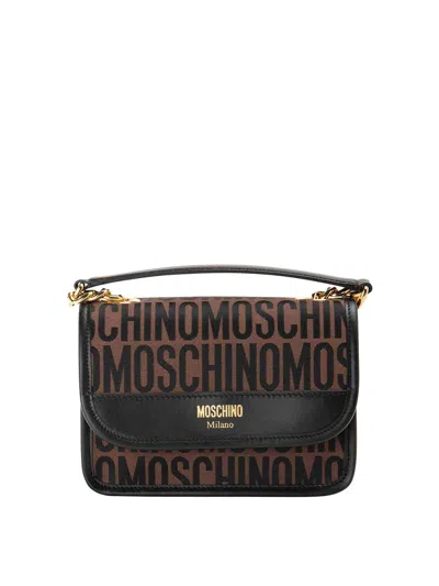 Moschino Magnetic Flap Shoulder Bag In Marrón