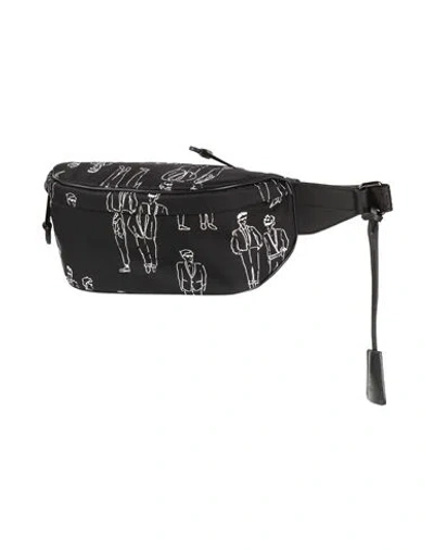 Moschino Man Belt Bag Black Size - Textile Fibers, Leather