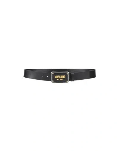 Moschino Man Belt Black Size 32 Soft Leather