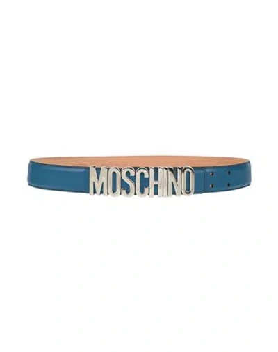 Moschino Man Belt Light Blue Size 32 Leather