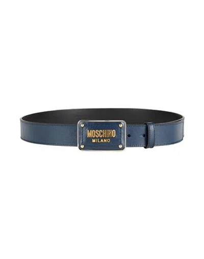 Moschino Man Belt Navy Size 38 Soft Leather