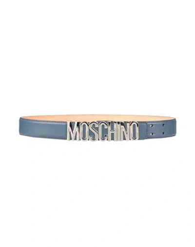 Moschino Man Belt Slate Blue Size 32 Leather
