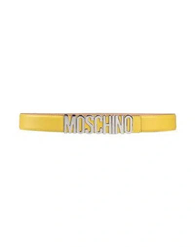 Moschino Man Belt Yellow Size 32 Leather