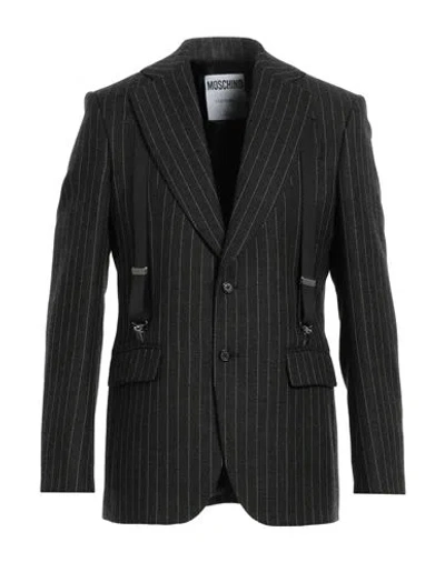 Moschino Man Blazer Charcoal Size 36 Virgin Wool In Black