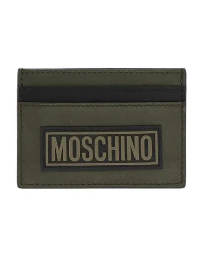 Moschino Man Cardholder Military Green Size - Leather, Textile Fibers