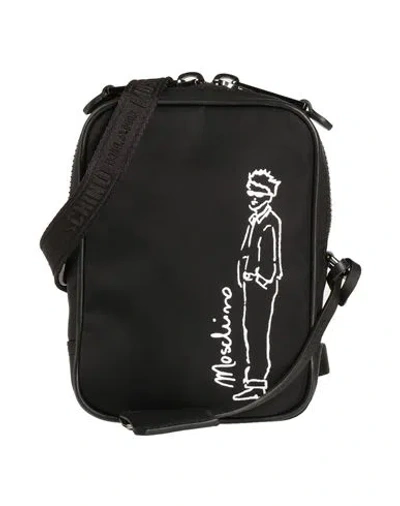 Moschino Man Cross-body Bag Black Size - Textile Fibers In Pink