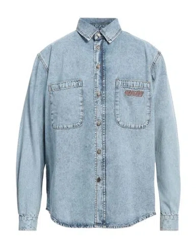 Moschino Man Denim Shirt Blue Size 17 Cotton