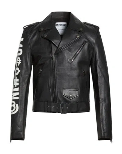 Moschino Man Jacket Black Size 40 Sheepskin