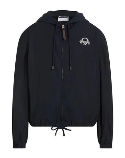 Moschino Man Jacket Navy Size 40 Polyester, Cotton In Blue