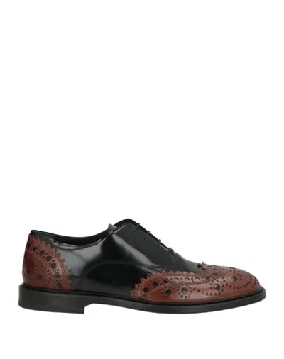 Moschino Man Lace-up Shoes Brown Size 7 Leather