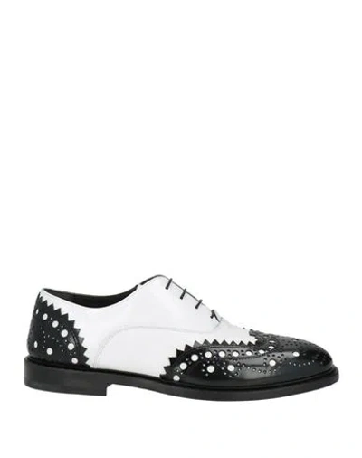 Moschino Man Lace-up Shoes Off White Size 6 Leather In Multi