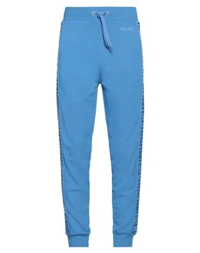 Moschino Man Pants Azure Size L Cotton, Elastane In Blue