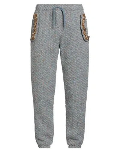 Moschino Man Pants Light Blue Size 32 Virgin Wool, Cotton, Polyester, Acrylic In Gray