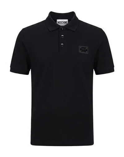 Moschino Man Polo Shirt Black Size 36 Cotton, Elastane