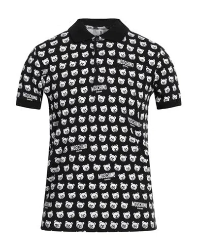 Moschino Man Polo Shirt Black Size S Cotton, Elastane