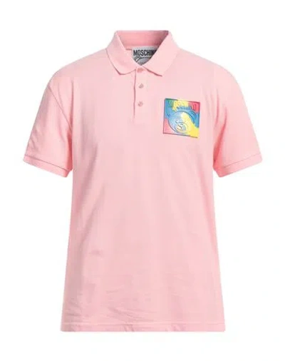 Moschino Man Polo Shirt Pink Size 40 Cotton In Black