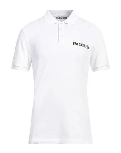 Moschino Man Polo Shirt White Size 40 Cotton, Neocryl