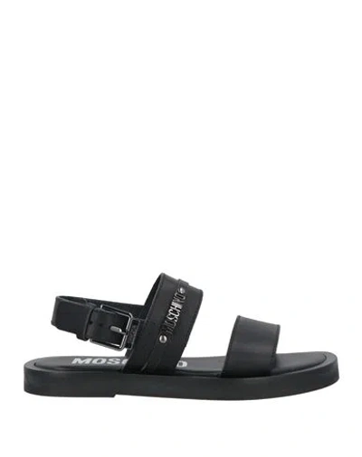 Moschino Man Sandals Black Size 9 Cowhide
