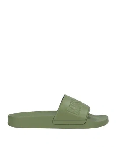Moschino Man Sandals Military Green Size 6 Textile Fibers