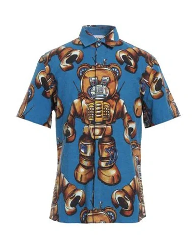 Moschino Man Shirt Azure Size 15 ¾ Cotton In Blue