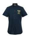 Moschino Man Shirt Navy Blue Size 16 Cotton In Navy Blue