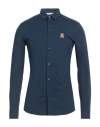 Moschino Man Shirt Navy Size 15 ½ Cotton, Elastane In Blue