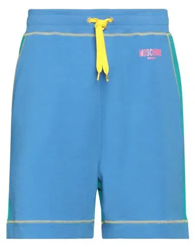 Moschino Man Shorts & Bermuda Shorts Azure Size Xl Cotton, Elastane In Blue