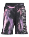 Moschino Men's Painted Effect Print Fleece Shorts In Black