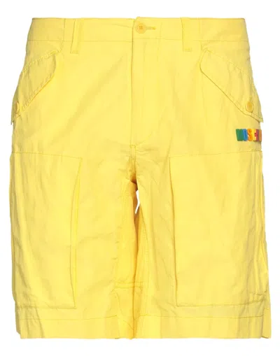 Moschino Man Shorts & Bermuda Shorts Yellow Size 30 Polyamide, Cotton, Metallic Fiber