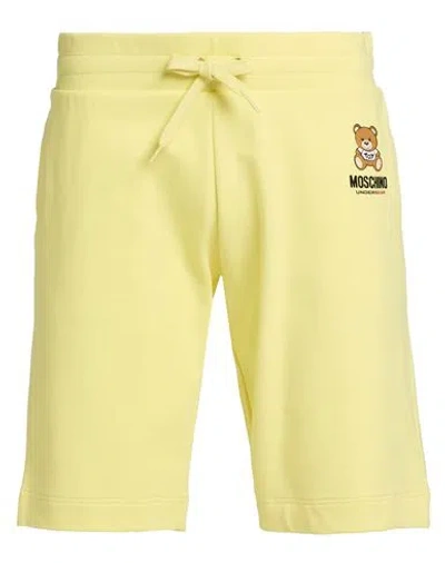 Moschino Man Shorts & Bermuda Shorts Yellow Size L Cotton, Elastane